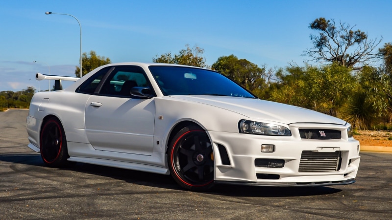 Nissan, Nissan Skyline GT-R R34 V-Spec II, 1080P, Nismo, white cars, Nissan Skyline GT-R R34, sports car, car, Japanese cars, JDM, photography