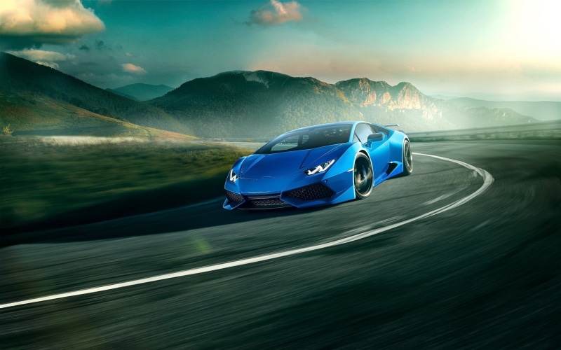 mountain, nature, on the move, tranquility, beauty in nature, Lamborghini Huracan, road trip, transportation, speed, blue, travel, sky, non-urban scene