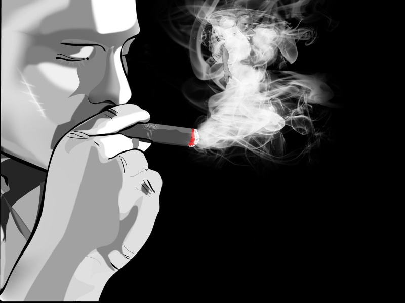 cigarette, risk, communication, social issues, bad habit, human face, 720P, smoking, Men, holding, warning sign, cigarette butt, close-up, burning, Artistic