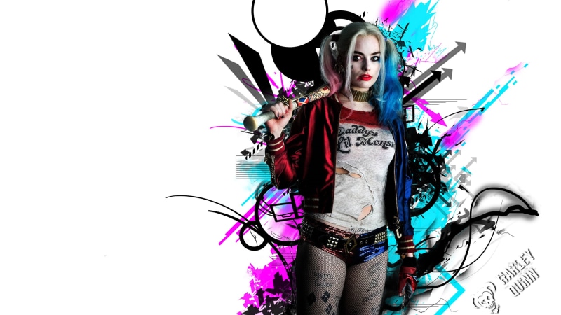 hd, standing, art, three quarter length, one person, 2K, copy space, front view, costume, harley quinn, lifestyles, suicide squad, young adult, looking at camera