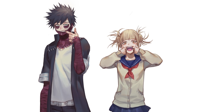 anime girls, digital art, Dabi, green eyes, simple background, anime, Boku no Hero Academia, artwork, 2K, blonde, Himiko Toga