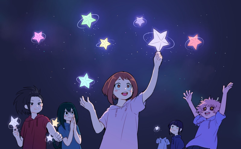 Toru Hagakure, 1080P, Anime, My Hero Academia, Night, Boku no Hero Academia, Kyouka Jirou, Girl, Blush, Ochaco Uraraka, Momo Yaoyorozu, Smile, Mina Ashido
