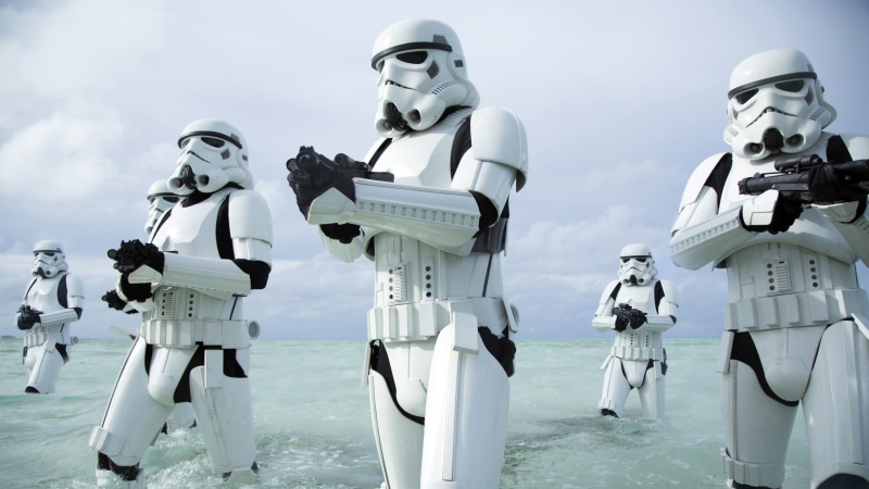 Rogue One: A Star Wars Story, 2K, nature, representation, sky, futuristic, human representation, uniform, male likeness, government, blaster, security