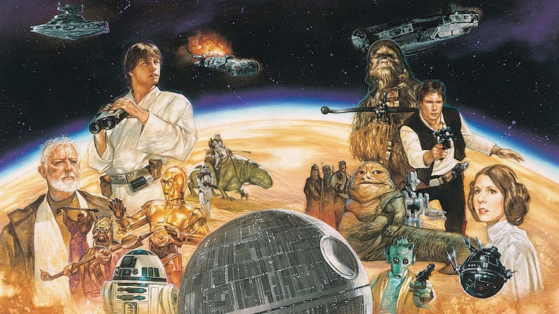 Luke Skywalker, 1080P, Star Wars, Obi-Wan Kenobi, Han Solo, Jabba the Hutt, Greedo (Star Wars), R2-D2, Chewbacca, Death Star, C-3PO, Millennium Falcon