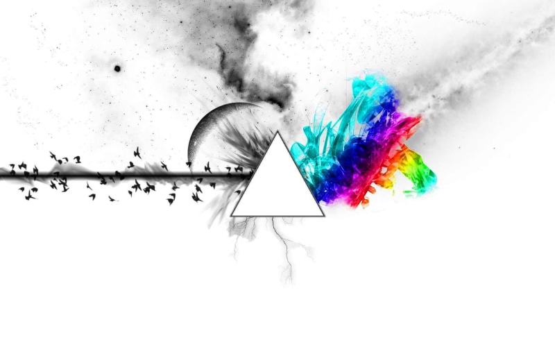 Band (Music), purple, splashing, no people, indoors, drawing - art product, white color, Dark Side Of The Moon, blob, paper, ink, triangle, Moon, blue