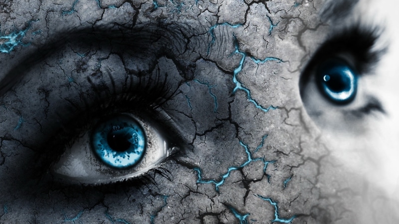 face, blue, blue eyes, selective coloring, cyan, eyes, 1080P, artwork, digital art, closeup