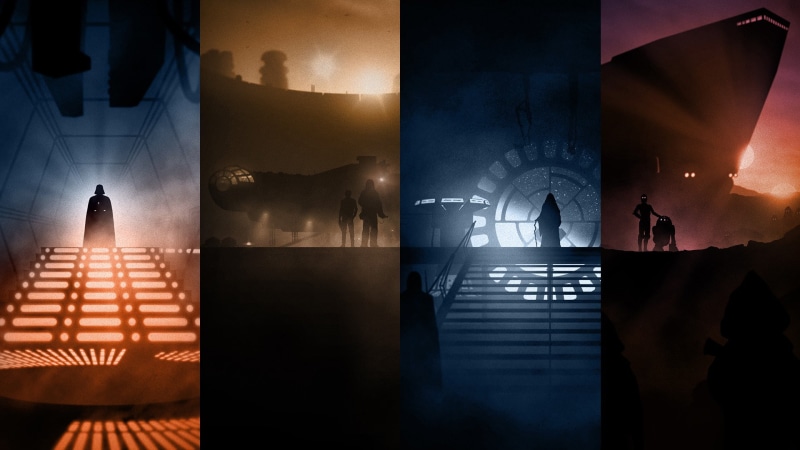 Emperor Palpatine, collage, science fiction, Millennium Falcon, Star Wars, Darth Vader, 1080P, R2-D2