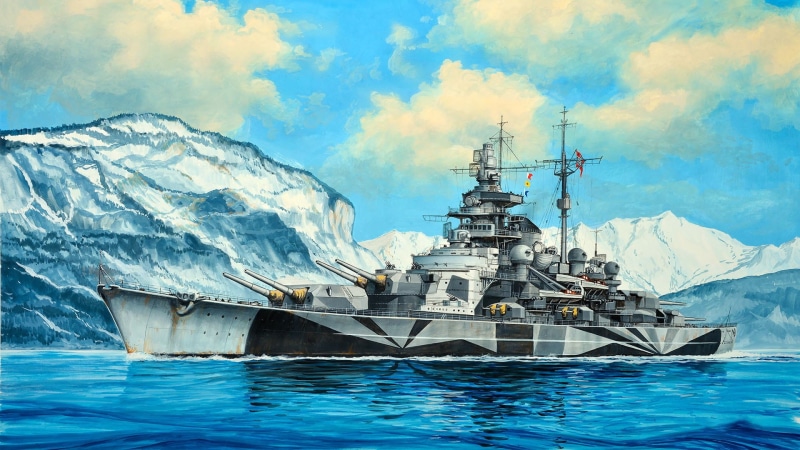 the second type of battleship " Bismarck», Tirpitz, Kriegsmarine, heavy artillery plumbtree, 1080P