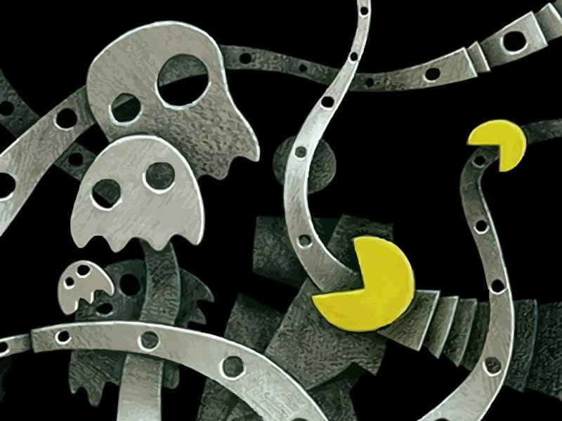 video games, Pac-Man, digital art, 480P