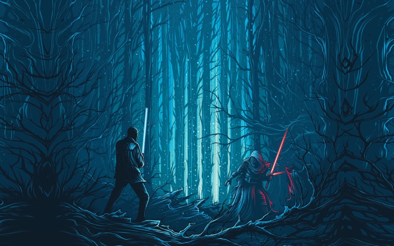 starwars, art, blue, film, illustration, 4K