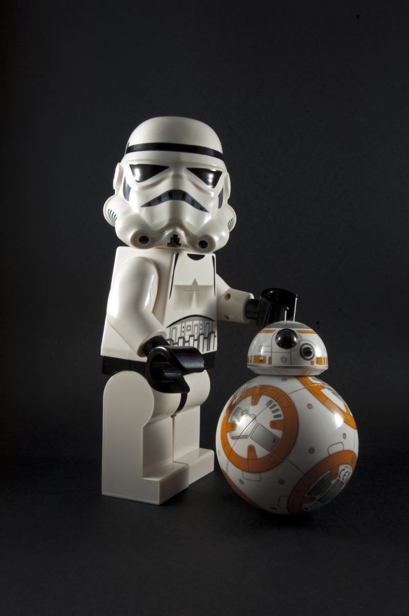 indoors, technology, gray background, black background, bb, large group of objects, gray, stormtrooper, r2d2, vader, toy, star, wars, bb8, lucas, 4K, robot