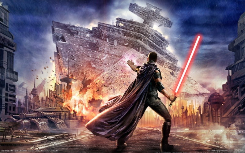 Galen Marek, Star Destroyer, starkiller, 1080P, video games, Star Wars, Star Wars: The Force Unleashed, lightsaber