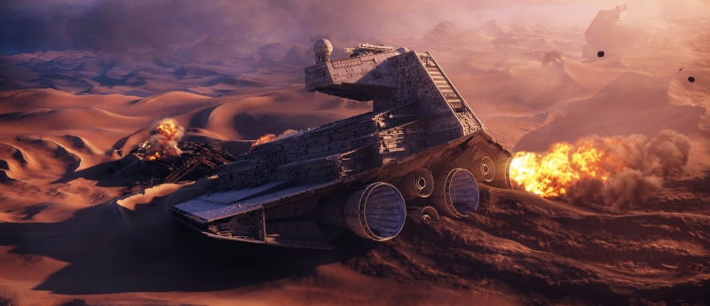 Star Destroyer, Star Wars, 4K, sand, desert, TIE Fighter
