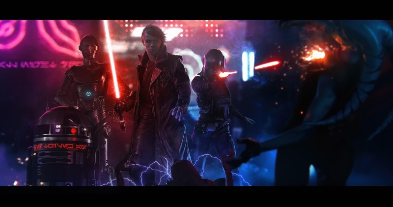 4K, poster, technology, men, real people, outdoors, representation, city, wars, illuminated, Star Wars, sculpture, star, Sith, Luke Skywalker, arts culture and entertainment