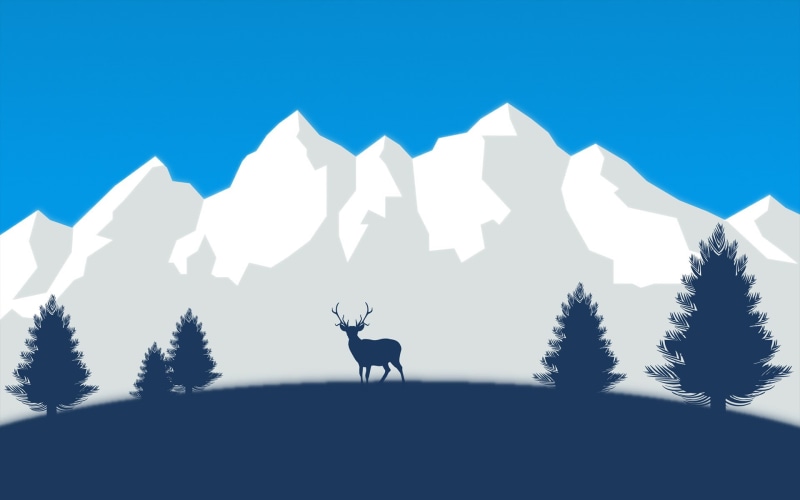 snow, fairy, px, deer, anime, mountains, art, tail, 1080P, hd, Vector, x, 1920x1200 px, Trees