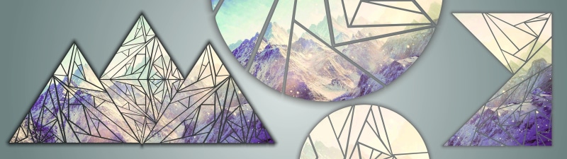 mountain, shapes, 4K, poly, Circles, Multiple Display, snow, Triangle, CMYK