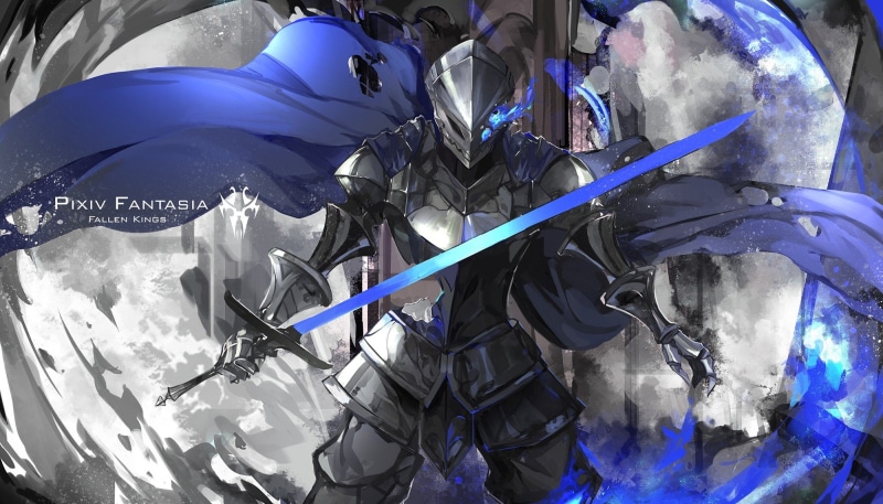 original characters, knight, hd, characters, original, kings, sword, art, pixiv, Pixiv Fantasia: Fallen Kings, nature, anime, x, winter, fantasia, 2000x1143 px