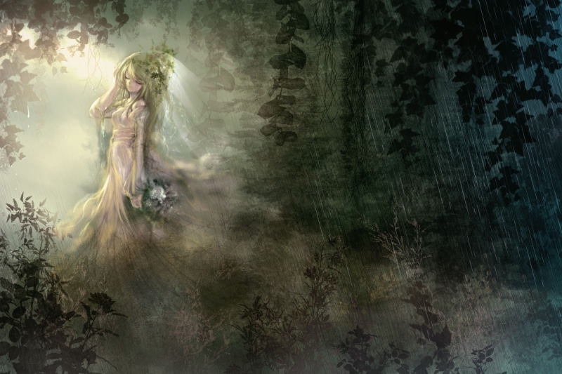 fields, hd, anime, rain, original, 2000x1333 px, art, girls, 1080P, Anime Girls, nature, original characters, px, characters, x