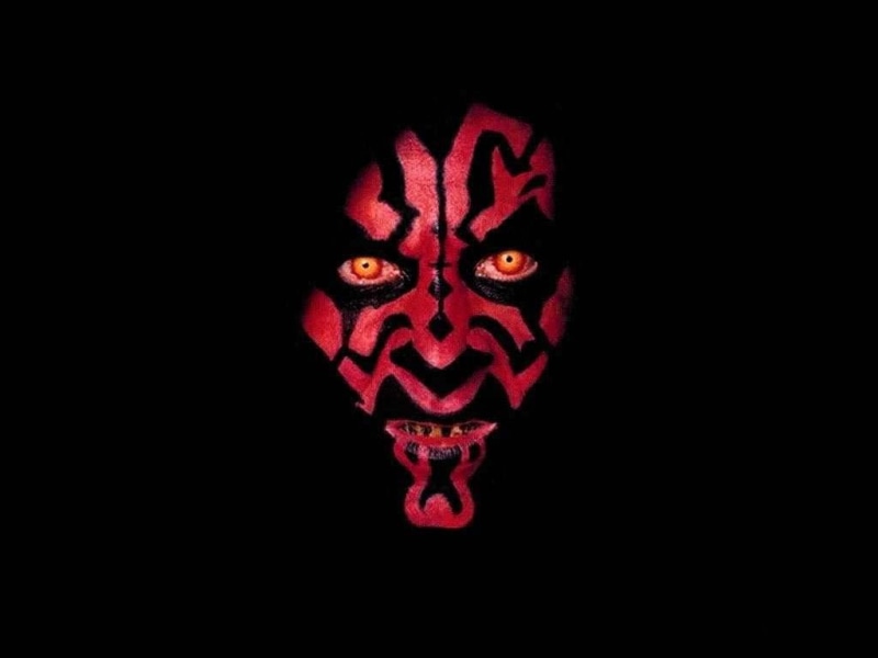 Star Wars, Zabrak, Darth Maul, portrait, black background, Sith, illuminated, 480P, studio shot, anthropomorphic, human body part, looking at camera, close-up