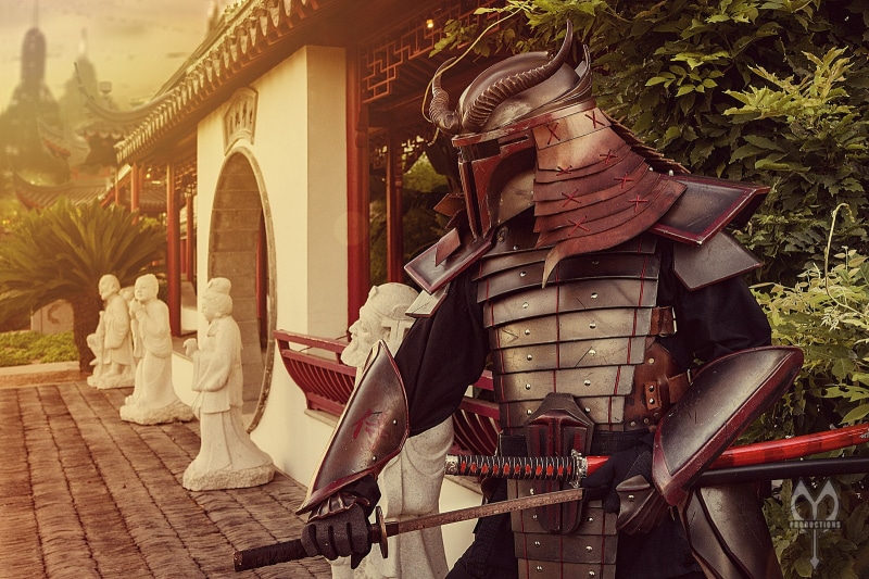 day, Boba Fett, outdoors, belief, Sam Mort, 720P, plant, sculpture, built structure, building, warrior, the past, samurai, no people, representation, katana