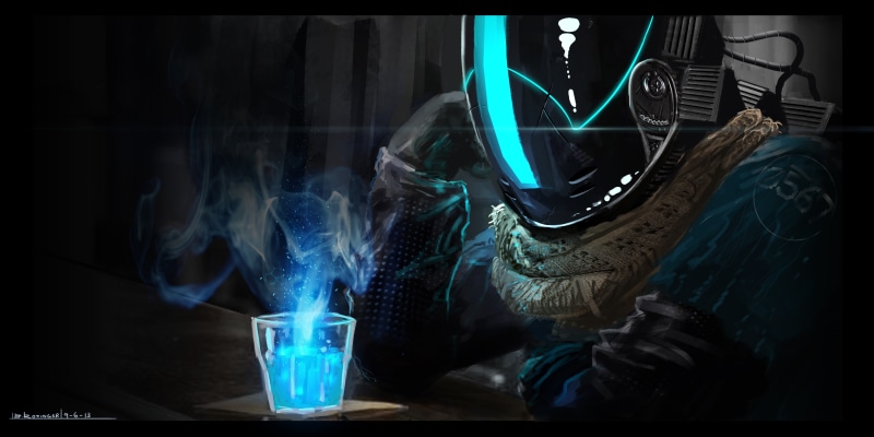 artwork, cyborg, 4K, concept art, digital, technology, game, fantasy art, blurred motion, body part, smoke - physical structure, motion, bounty hunter