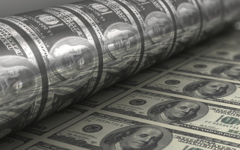 bills, 2K, dollar, dollars, cylinder, painting, dollar bills