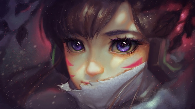 looking at camera, D.Va (Overwatch), beautiful woman, 1080P, women, eye, portrait, child, close-up, human body part, human face, front view, make-up, haired