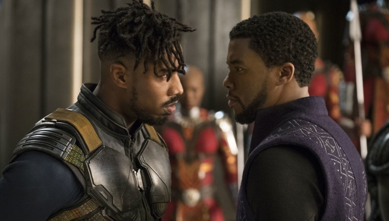 Black Panther, Erik Killmonger, Black Panther (Marvel Comics), Michael B. Jordan, Chadwick Boseman, 1080P, Movie