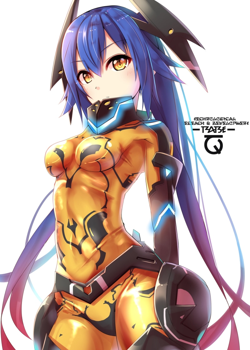 Quna (Phantasy Star Online 2), anime girls, Phantasy Star Online 2, anime, 2K, orange eyes, bodysuit, long hair