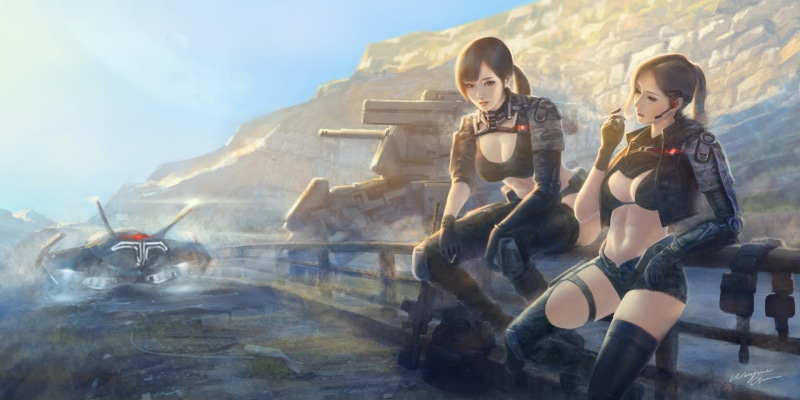 sitting, two people, young adult, anime girls, hair, people, togetherness, real people, hairstyle, Anime, sci-fi, winter, young women, leisure activity