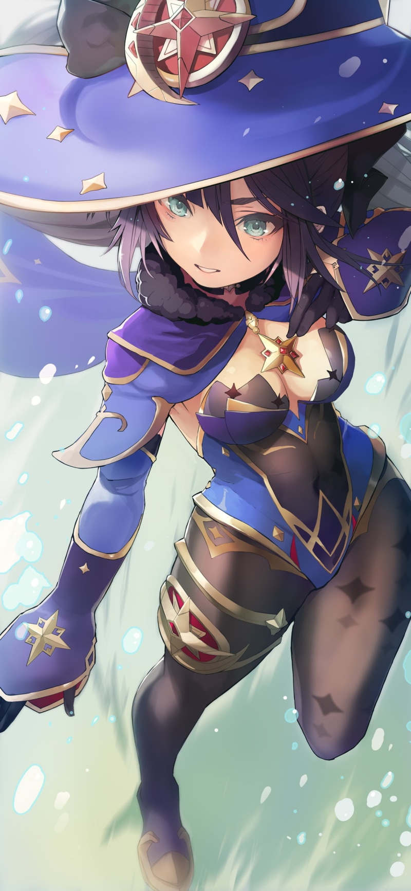 bodysuit, cleavage, anime girls, thighs, Mona (Genshin Impact), 1080P, Genshin Impact