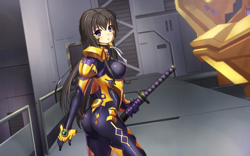 1080P, bodysuit, anime, Takamura Yui, anime girls, long hair, Muv-Luv, sword