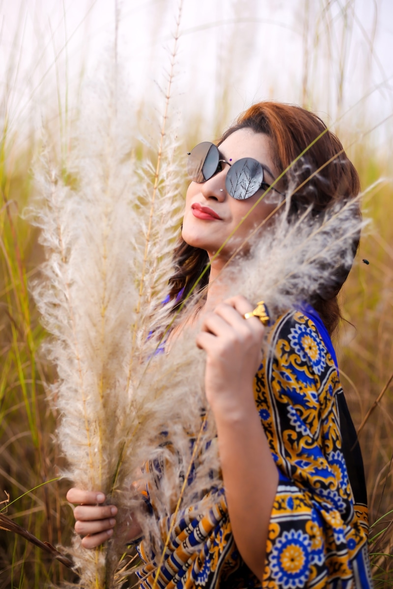 glasses, pose, sunglasses, outdoors, wear, young women, plant, bangladesh, day, women, style, lifestyles, woman, one person, beautiful, smiling, fall, fashion