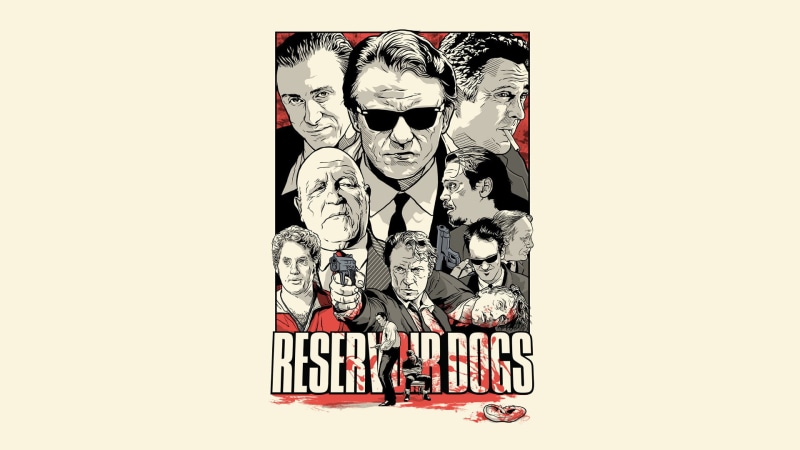 white, Reservoir Dogs, abundance, white background, Quentin, poster, male likeness, studio shot, representation, no people, copy space, Tarantino, art and craft