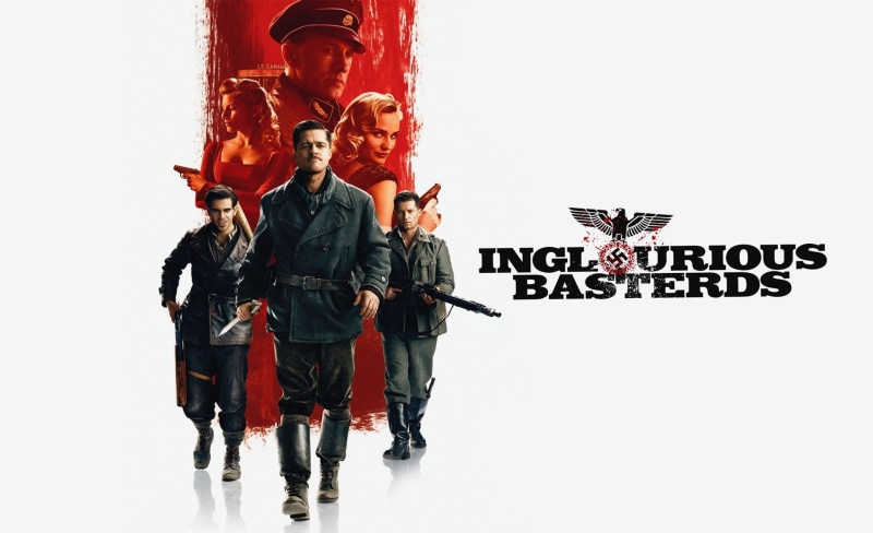 sign, melanie laurent, brad pitt, studio shot, quentin tarantino, group of people, poster, inglourious, cut out, standing, government, text, michael fassbender