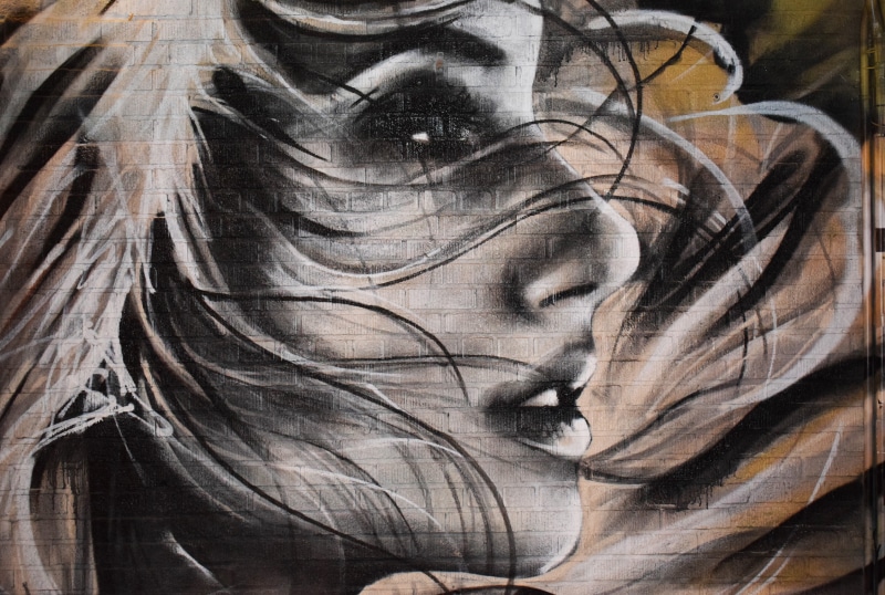 hair, creativity, nature, new york, art, textured, digital composite, representation, indoors, wood - material, street art, bust, textured effect, paint