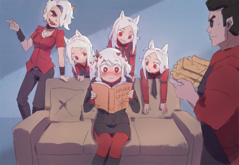 Modeus (Helltaker), anime girls, Helltaker, anime, demon girls, 2K, cerberus (helltaker), Pandemonica (Helltaker)