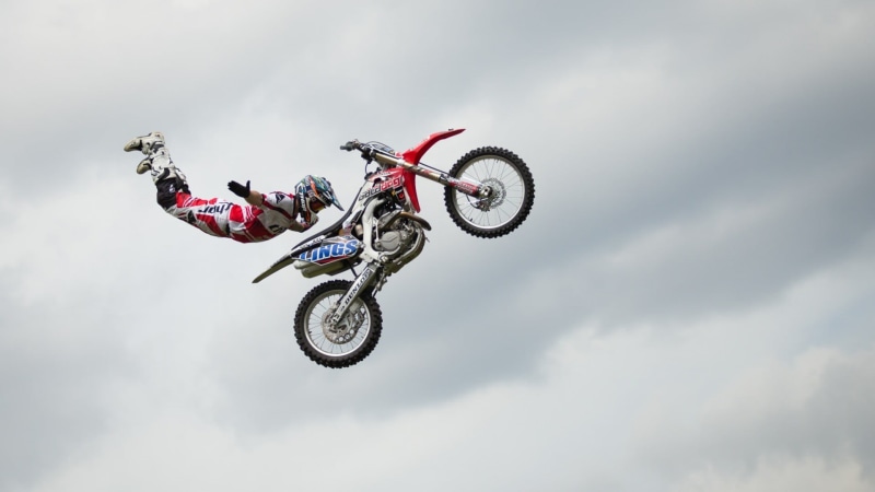 sport, motorcycle, extreme sports, dirt, competition, 1080P, mid-air, stunt, risk, sky, motion, communication, white, jumping, mode of transportation