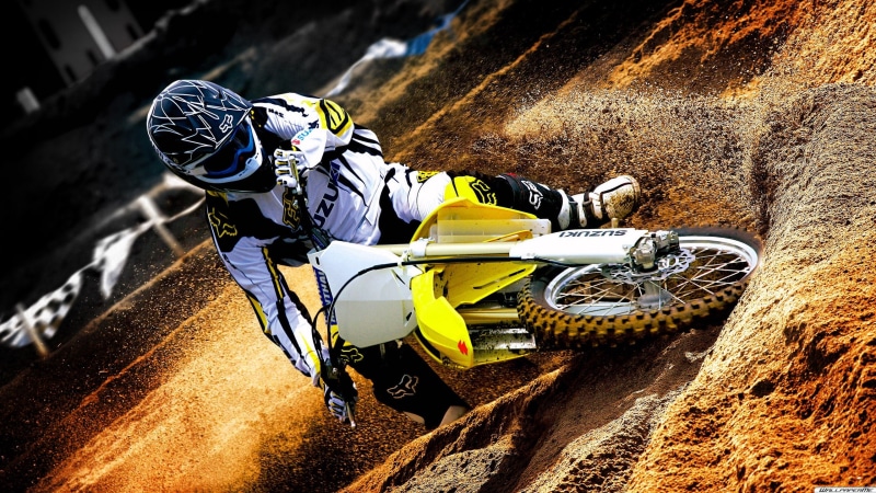 Suzuki, 2K, wheel, dirt, costume, Suzuki Rm Z450, motorcycle, sport, yellow, white, motocross, helmet, sand, bike