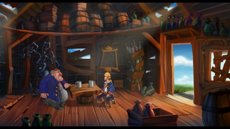 leisure activity, brown, men, video games, casual clothing, architecture, group, wooden, Monkey Island, real people, indoors, lifestyles, group of people