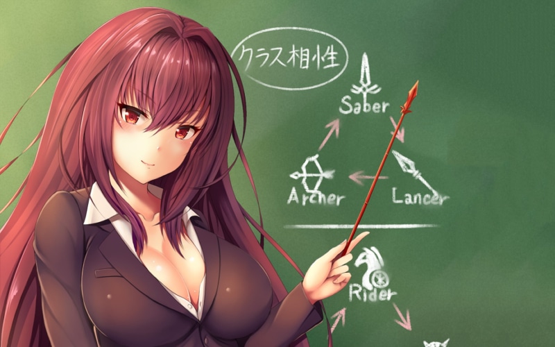 text, indoors, Scathach (Fate/Grand Order), board, portrait, Fate/Grand Order, Fate Series, education, young women, one person, adult, 1080P, beautiful woman
