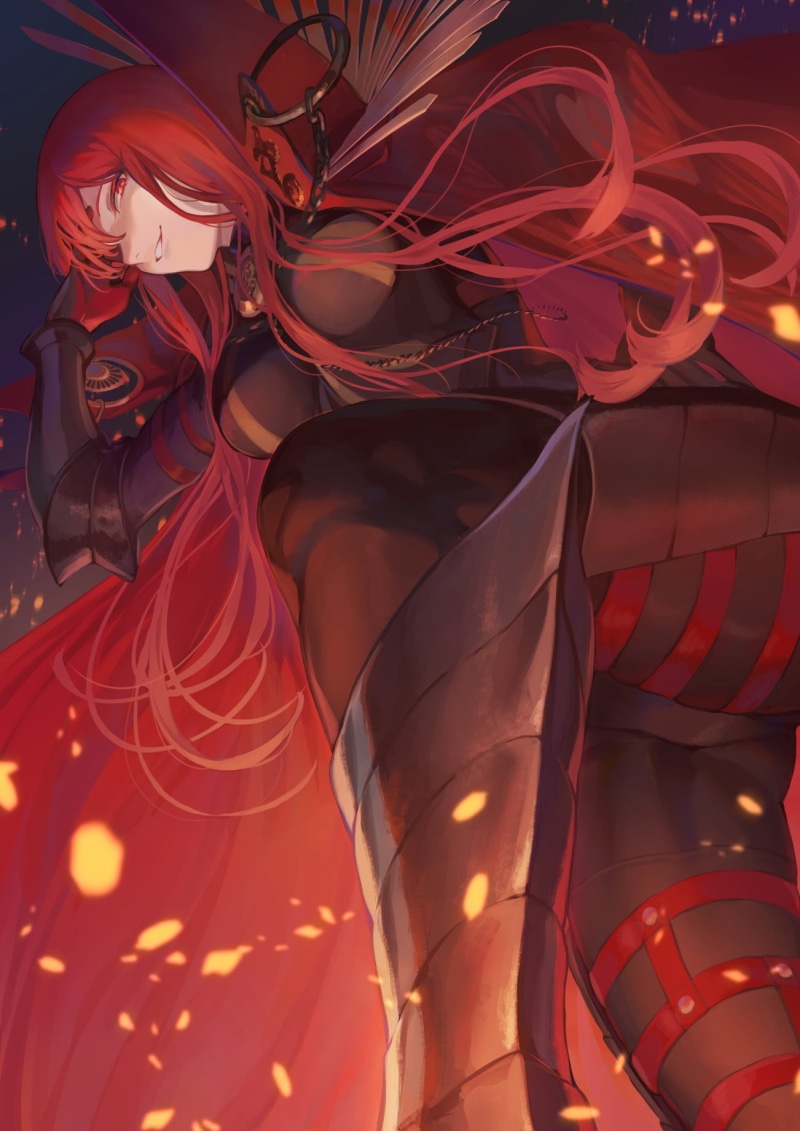 vertical, 720P, artwork, FGO, boots, Fate/Grand Order, gloves, Smile, Scathach ( Fate/Grand Order ), portrait display, anime girls, long hair, redhead