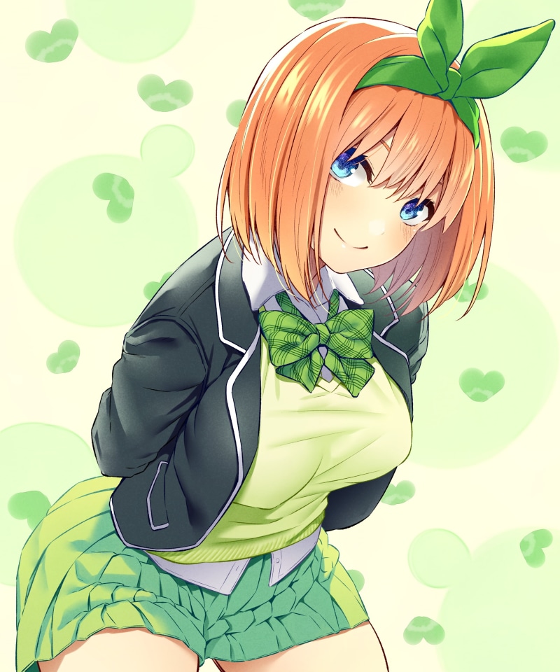 anime, short hair, anime girls, Yotsuba, Nakano, ribbon, 2K