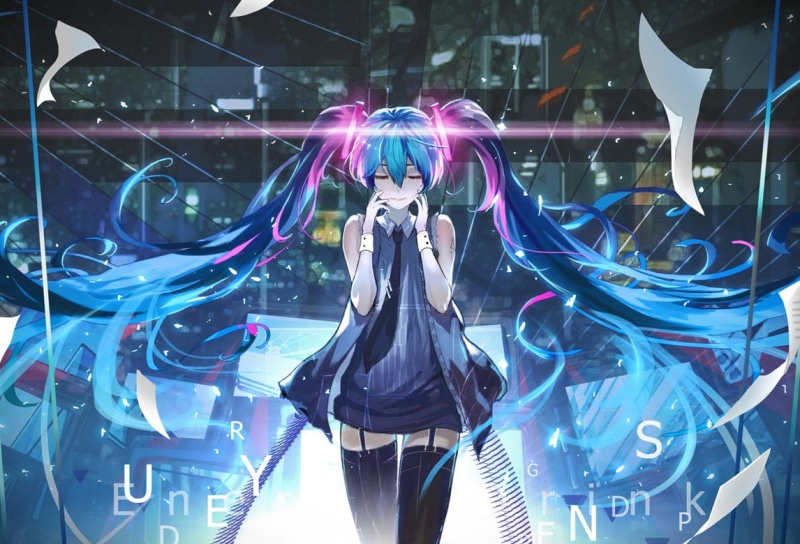 anime girls, young adult, lifestyles, fashion, 480P, glasses, digital composite, standing, connection, anime, one person, technology, Hatsune Miku, young women