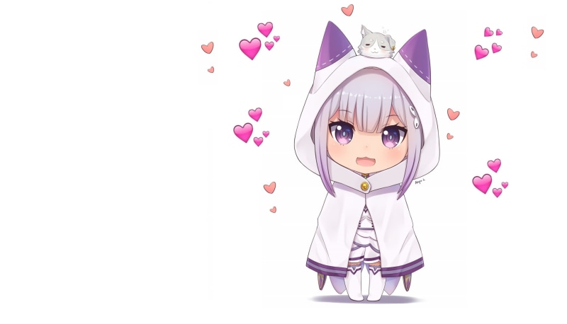 women, art, pink Color, love, emilia (re zero), people, hairstyle, computer Graphic, romance, cartoon, beauty, art and craft, Chibi, small, fashion, headshot