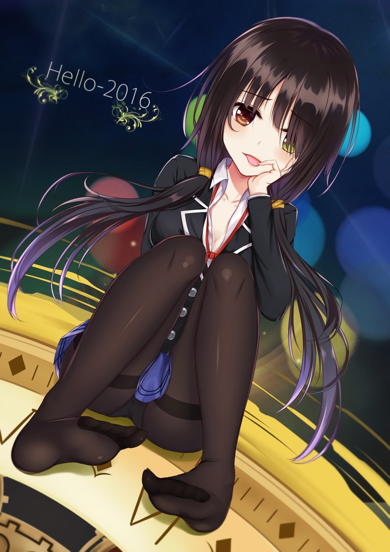 Date A Live, adult, anime, portrait, black color, looking at camera, beautiful woman, Tokisaki Kurumi, female, cleavage, 2K, young adult, clothing