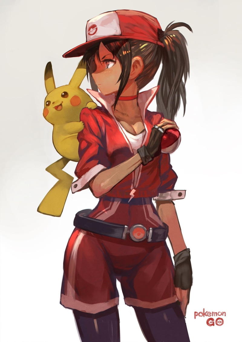 anime girls, anime, adult, sport, indoors, athlete, Pokémon, sports uniform, white background, young adult, Pokemon Go, one person, motion, holding, Pokémon trainers