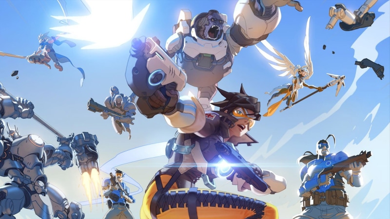 sunbeam, Reinhardt (Overwatch), directly below, lens flare, group, festival, low angle view, real people, representation, clear sky, adult, day, Tracer (Overwatch)