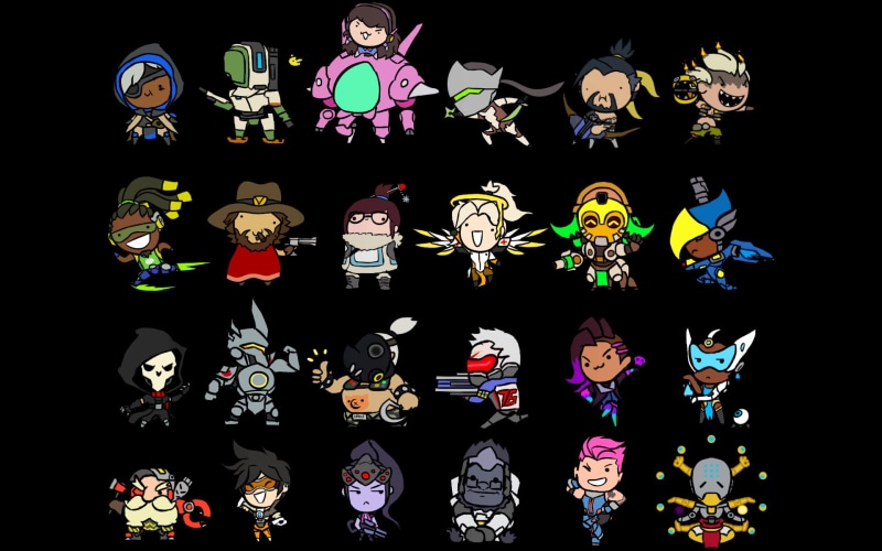 artwork, shape, creativity, human representation, 1080P, McCree (Overwatch), Roadhog (Overwatch), Widowmaker (Overwatch), Sombra (Overwatch), Winston (Overwatch)