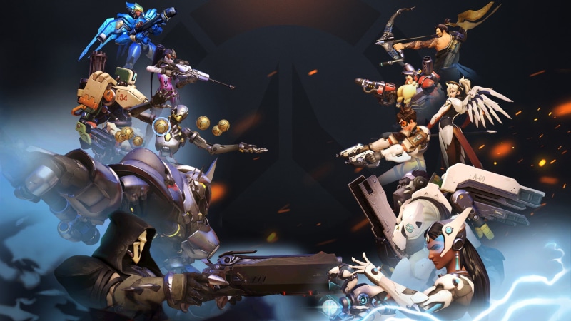 no people, Zenyatta (Overwatch), cartoon, Mercy (Overwatch), decoration, illuminated, Hanzo (Overwatch), Overwatch, close-up, Reinhardt Wilhelm, digital